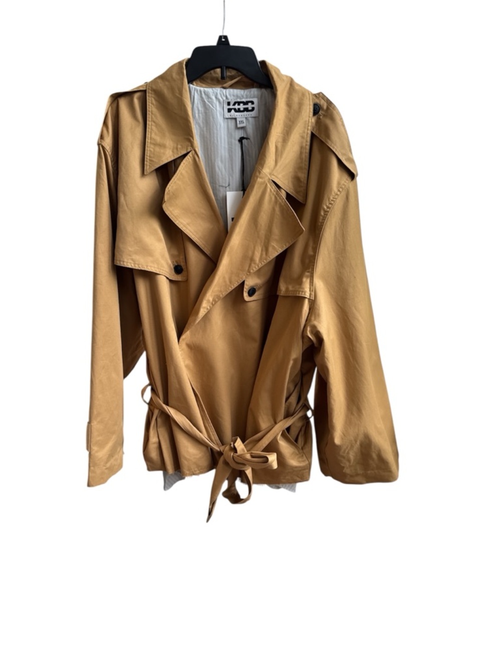 KBB by KAHLANA Women's 'The Belted Cropped Trench Jacket' - Light Brown XXL NEW - Picture 4 of 6